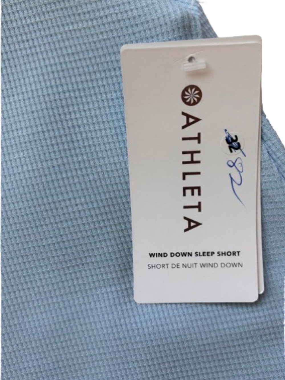 Athleta Wind Down Lounge Sleep Waffle Knit Shorts Blue Size M - Picture 2 of 8